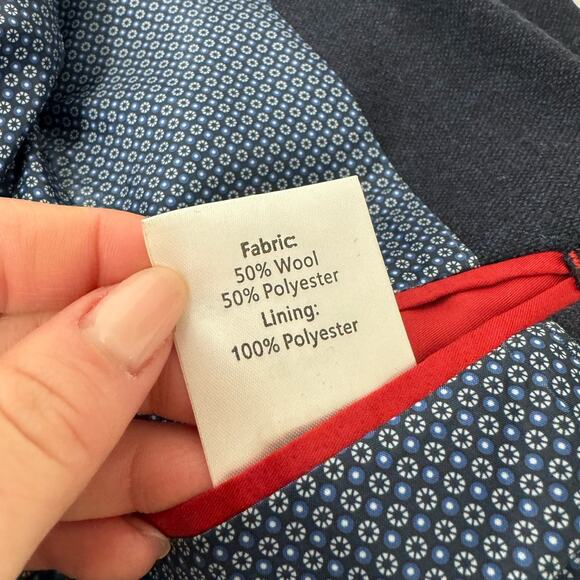 DoBell Mens Blazer UK 38R Blue Wool Tweed Slim Sport Coat Suit Jacket Career - Picture 12 of 12